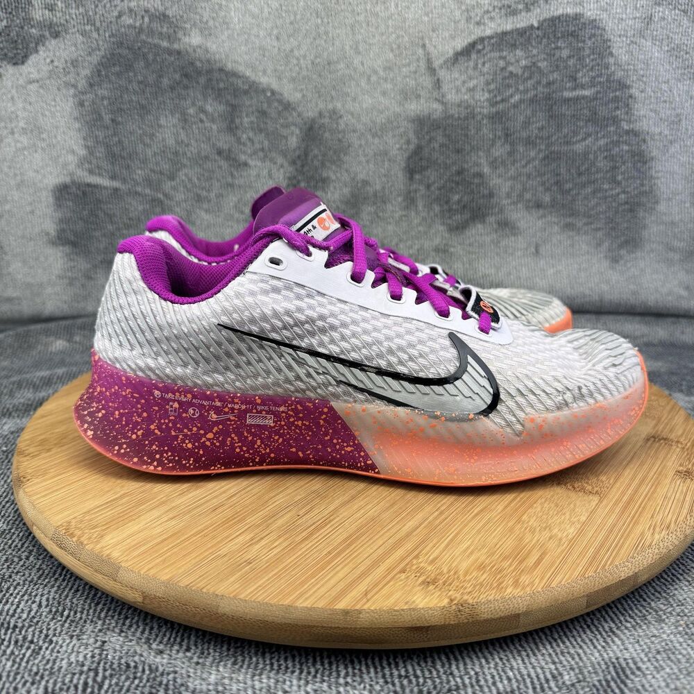 Nike Vapor 11 NYC Shoes Womens Size 6 White Purple Orange Tennis Sneakers